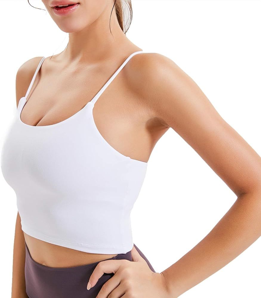 Women Padded Sports Bra Fitness Workout Running Shirts Yoga Tank Top | Amazon (US)