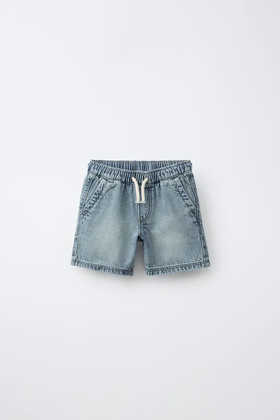 DENIM SHORTS WITH LABEL | Zara US