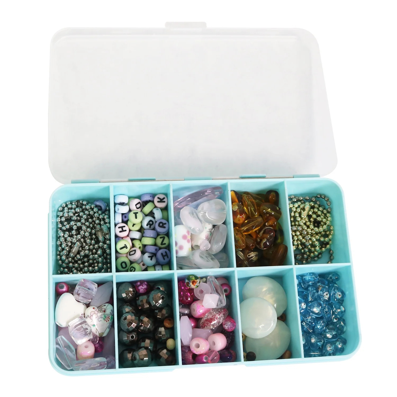 Everything Mary 10 Compartment Plastic Bead Storage Box, Teal (Single) | Walmart (US)