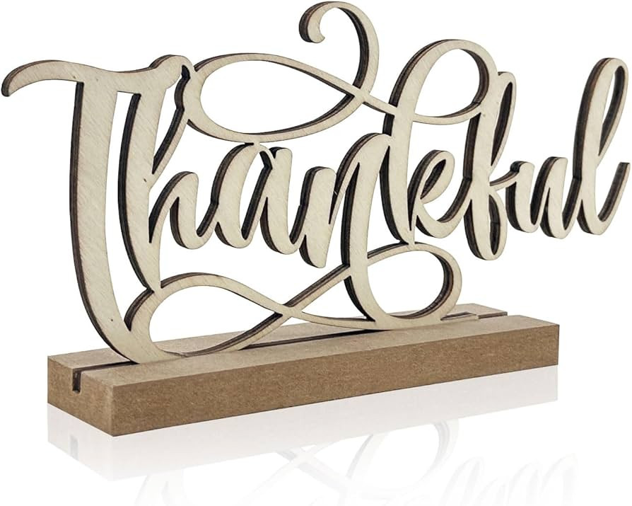 Thanksgiving Decorations, Thankful Wooden Centerpiece Sign, Thankful Sign for Fall Decorations, T... | Amazon (US)