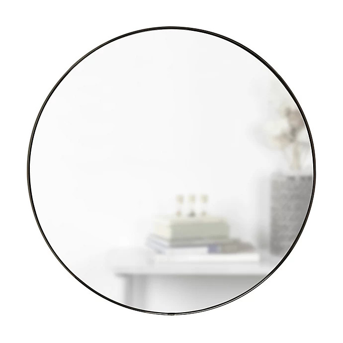 Umbra® Hubba 34-Inch Round Wall Mirror in Titanium | Bed Bath & Beyond | Bed Bath & Beyond