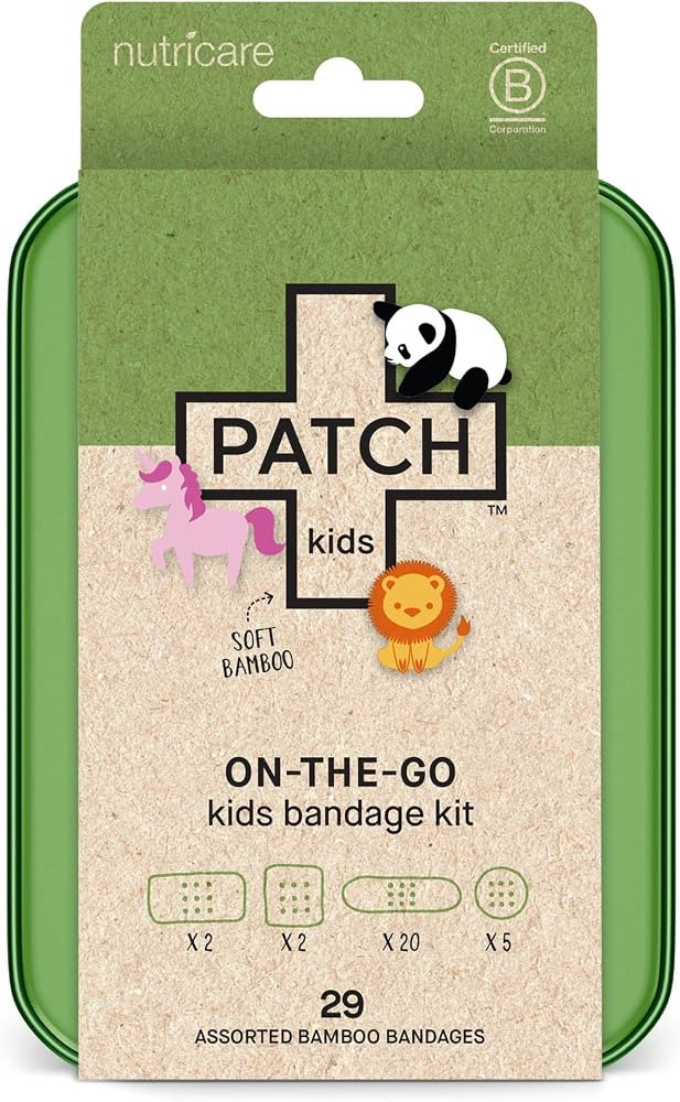 Patch Kids On-The-Go Natural Bamboo Adhesive Bandage Kit for Sensitive Skin, Eco-Friendly Hypoall... | Amazon (US)