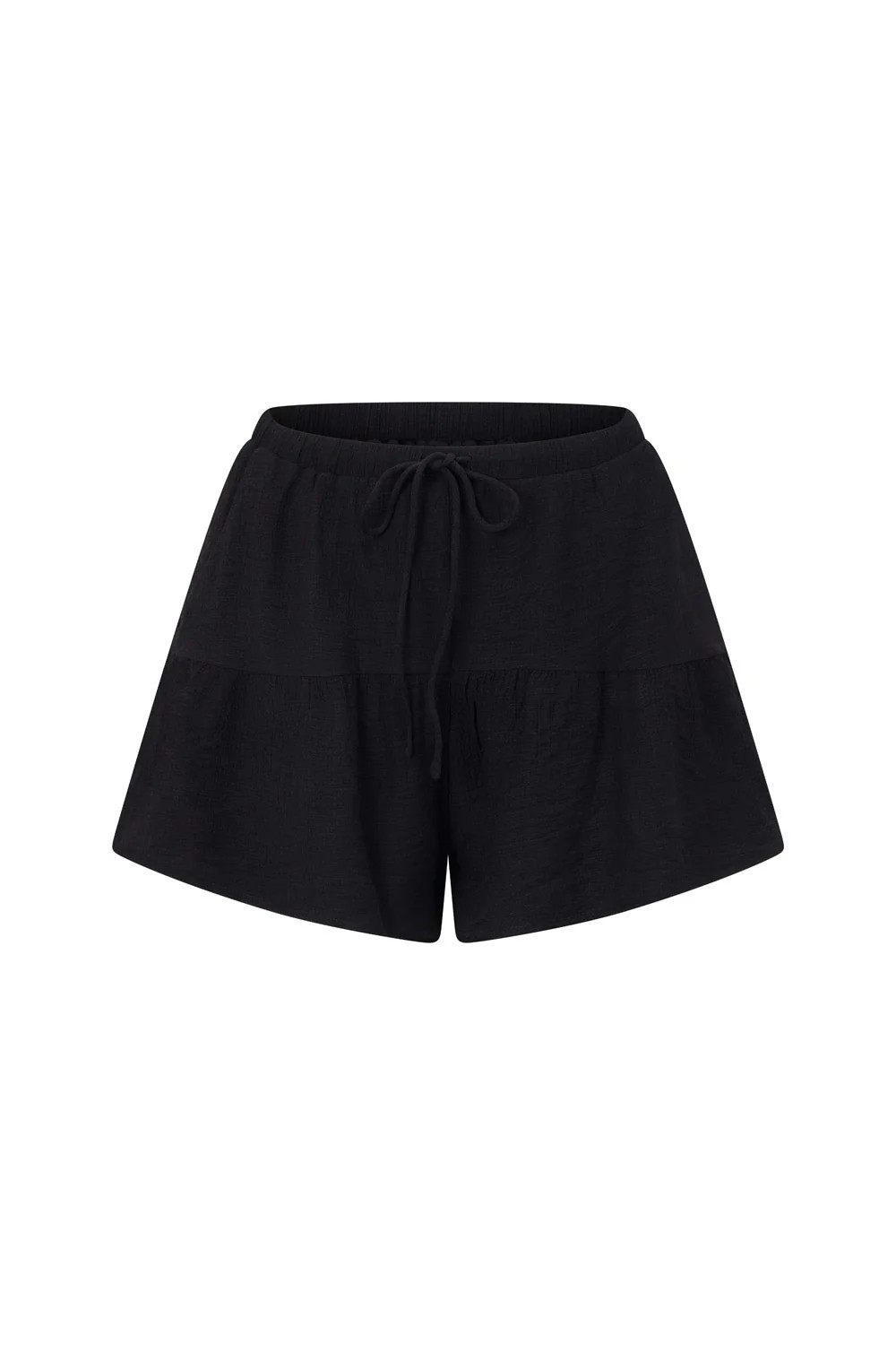 Black Elastic Drawstring Huxley Shorts | Sabo Skirt US