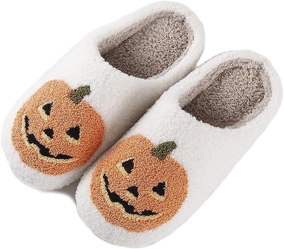 Fixett Halloween Slippers for Womens Mens, Pumpkin Slippers for Women, Spooky Slides Slippers Plu... | Amazon (US)