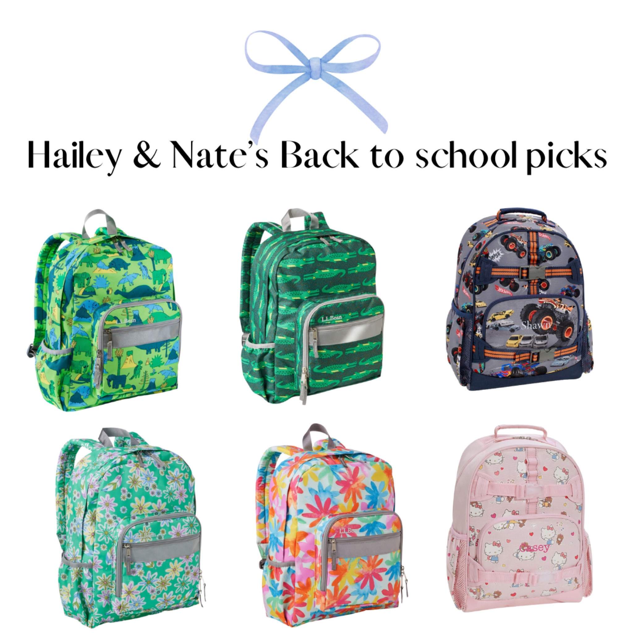 Backpack Sale!! 10% off L.L.Bean backpacks! Back to school is almost here, and my kids are ready! (Well maybe just Hailey 😉) I love letting them choose their backpack each year, because it lets their personality shine. Whether they’re into rainbows or dinosaurs, Pottery Barn Kids and L.L.Bean have so many options. These backpacks have so much life and are very durable for those bus rides and getting thrown around on the playground. Here are Hailey and Nate’s top picks this year! Plus, Pottery Barn Kids backpacks are up to 40% off today!! 

#LTKkids #LTKSale #LTKBacktoSchool