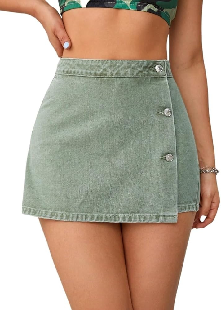 Denim Shorts for Women, Button Front Denim Skort | Amazon (US)