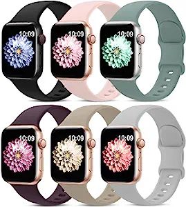 6 Pack Sport Bands Compatible with Apple Watch Band 38mm 40mm 41mm 42mm 44mm 45mm,Soft Silicone W... | Amazon (US)