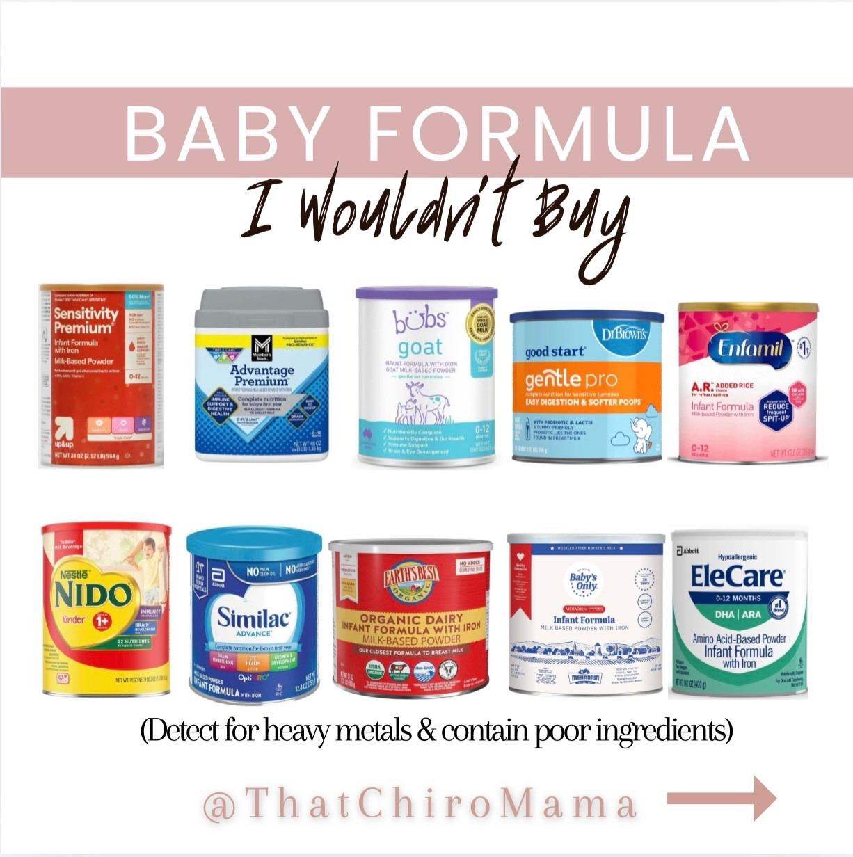 ‼️Comment below “MILK” for a list to the cleanest baby formulas to look for⤵️⤵️⤵️

Findings from Consumer Reports and Lead Safe Mama showed that some formulas tested ✅low or non-detect for heavy metals— which is incredibly important, because even small exposures to metals like lead or arsenic can impact a baby’s developing brain over time.

‼️But here’s the full picture 👇
Some of those same formulas, especially from CR, while low in heavy metals, still contained ❌processed additives, ❌questionable oils, or ❌lower-quality ingredients— which is why i didn’t include them in second list

And another piece to consider 🤍
All experts know that breastfeeding is always the best option. If breastfeeding is an option for you, it can be a powerful way to nourish your baby without these concerns. 

➡️Supply is often built through frequent feeding, skin-to-skin contact, staying hydrated, and proper latch/support. 

Introducing formula too early because worried baby isn’t eating enough signals your body to produce less milk and eventually it’ll stop altogether.

In the end, whatever you choose, babies rely on what they’re fed every day, so both avoiding contaminants and choosing high-quality nutrition supports their growth and development.

.
.
.
#baby #babyfood #babyformula #toxinfree #nontoxic