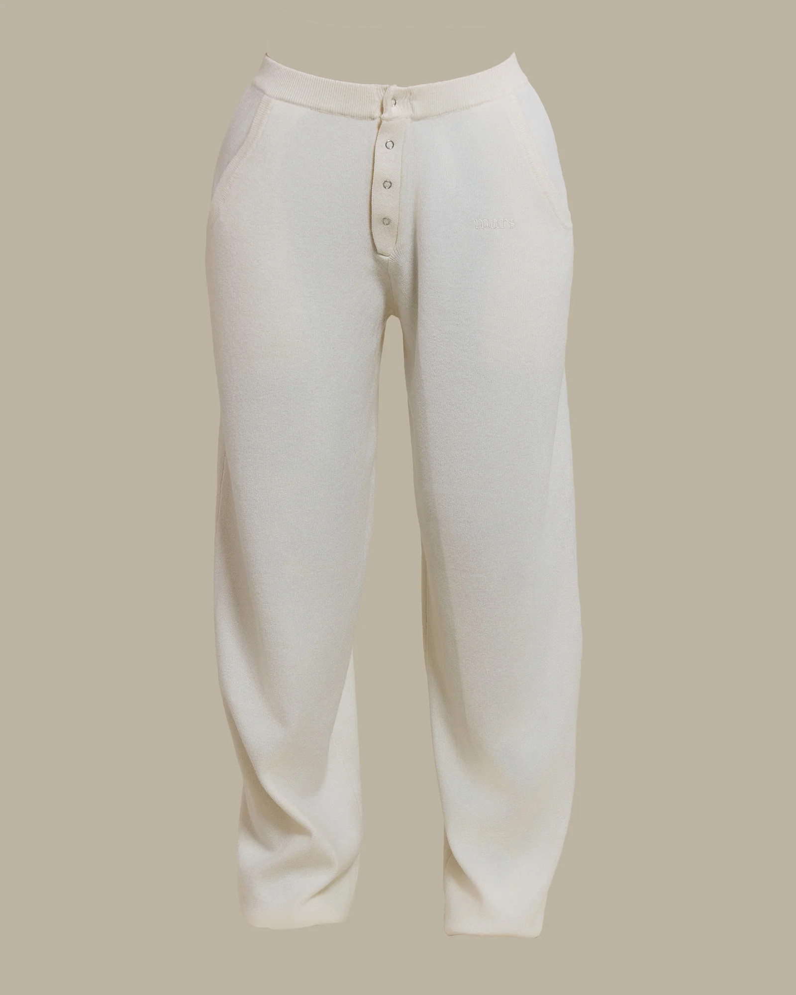 The Knit Button Up Joggers in Cream | Mars The Label