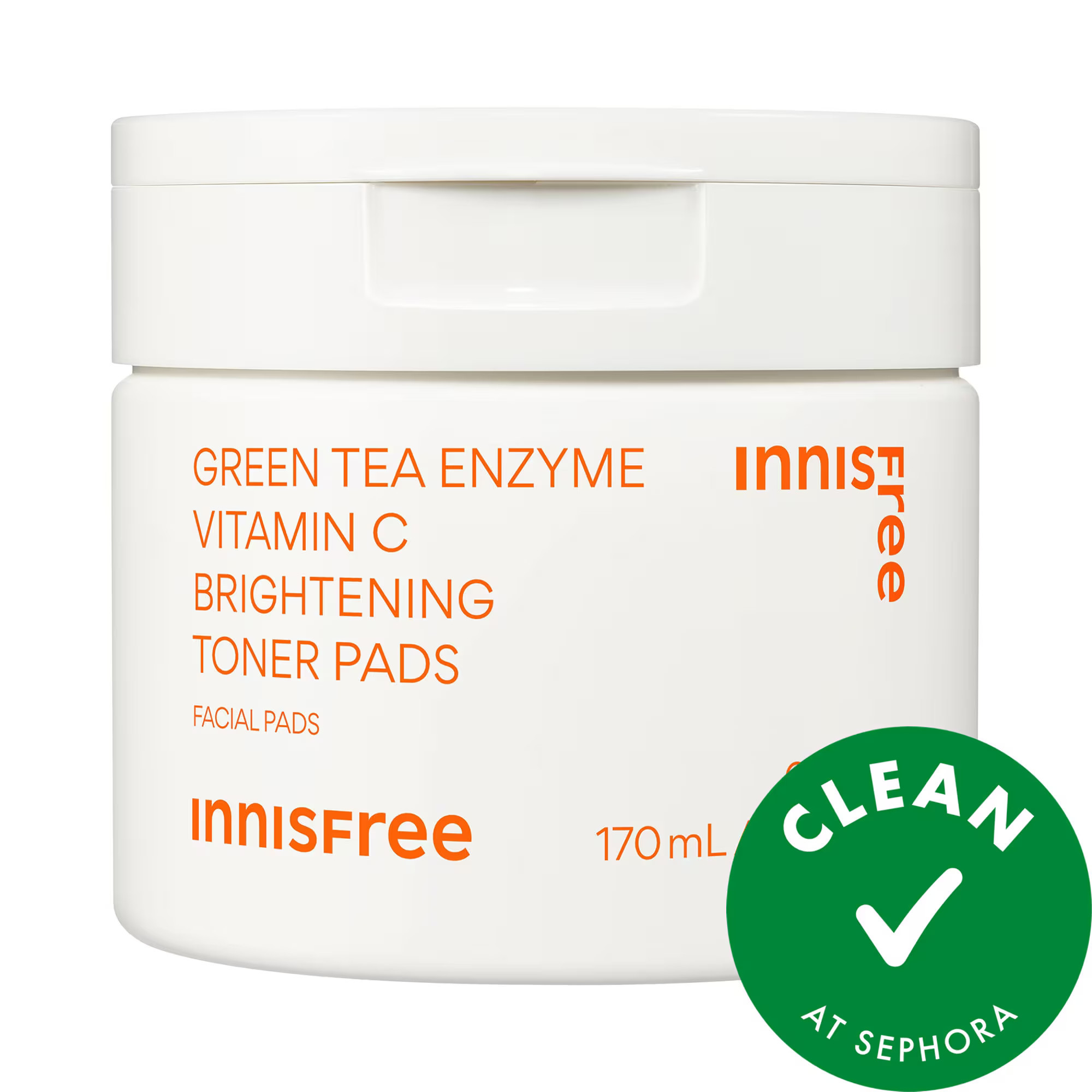 innisfree Green Tea Enzyme Vitamin C Brightening + Exfoliating Toner Pads 5.74 oz / 170 ml | Sephora (US)