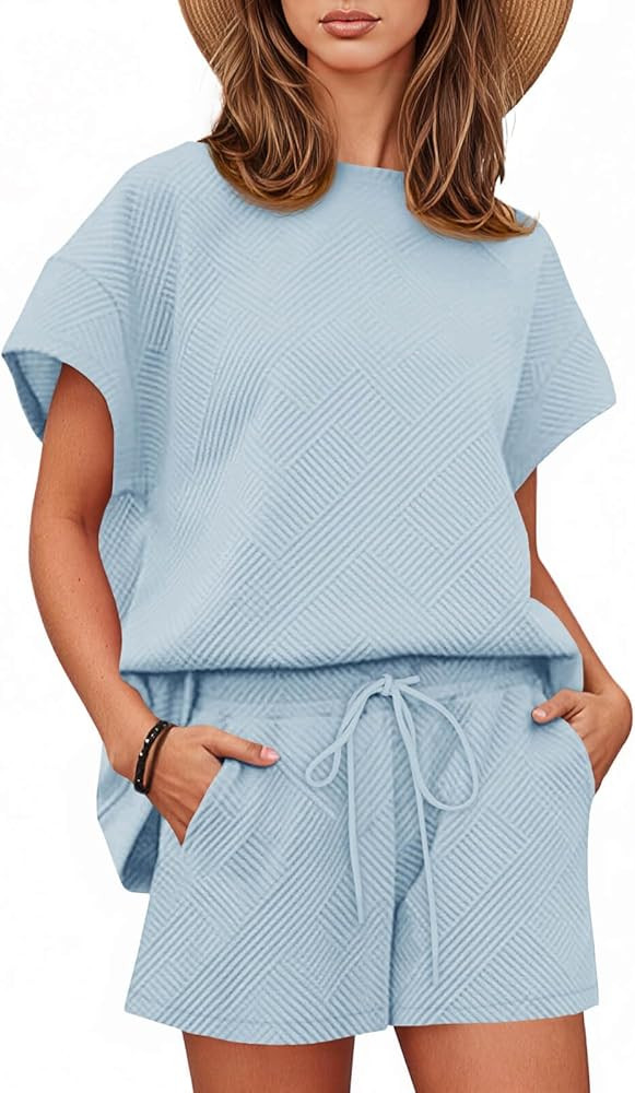 Tankaneo Womens 2 Piece Short Sets Outfits Summer Matching Lounge Set Casual Short Sleeve Tops an... | Amazon (US)