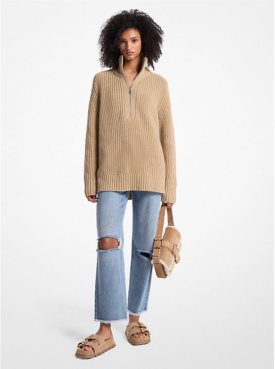 Wool and Cashmere Blend Half-Zip Sweater | Michael Kors US
