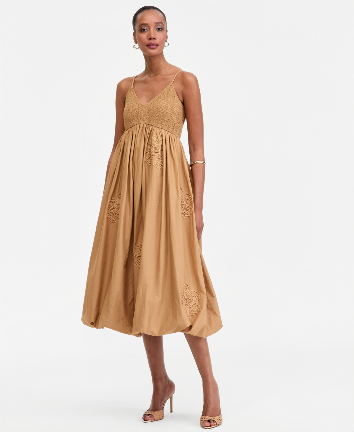 I.n.c. International Concepts Women's Embroidered Bubble-Hem Midi Dress, Macy's Exclusive - Warm ... | Macy's