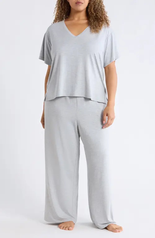 Nordstrom Cool Touch Jersey Pajamas in Grey Heather at Nordstrom, Size 1X | Nordstrom