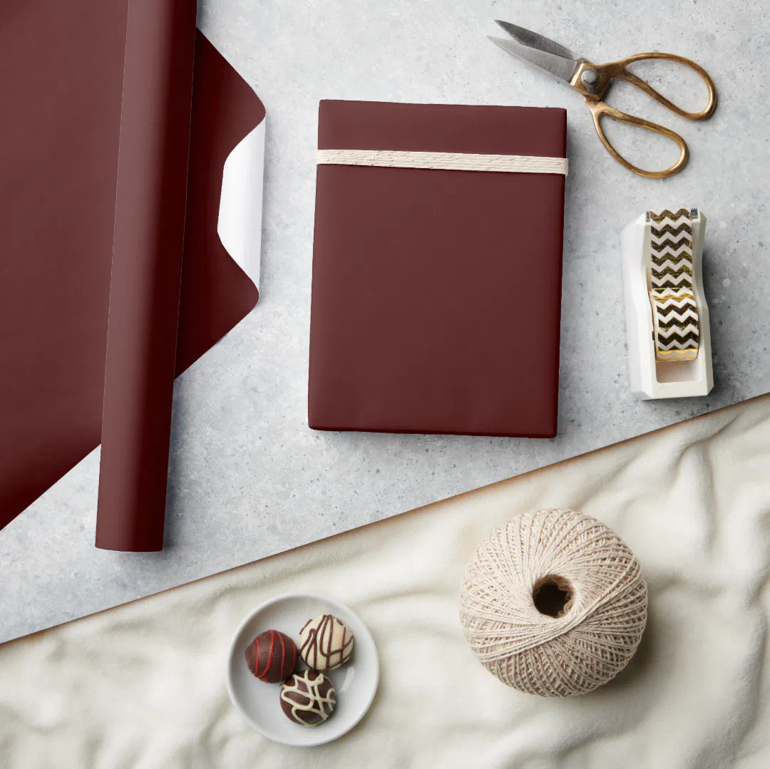 Minimalist Elegant Burgundy Christmas Color  Wrapping Paper | Zazzle | Zazzle