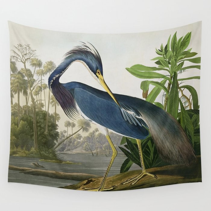John James Audubon Louisiana Heron Painting Wall Tapestry | Society6