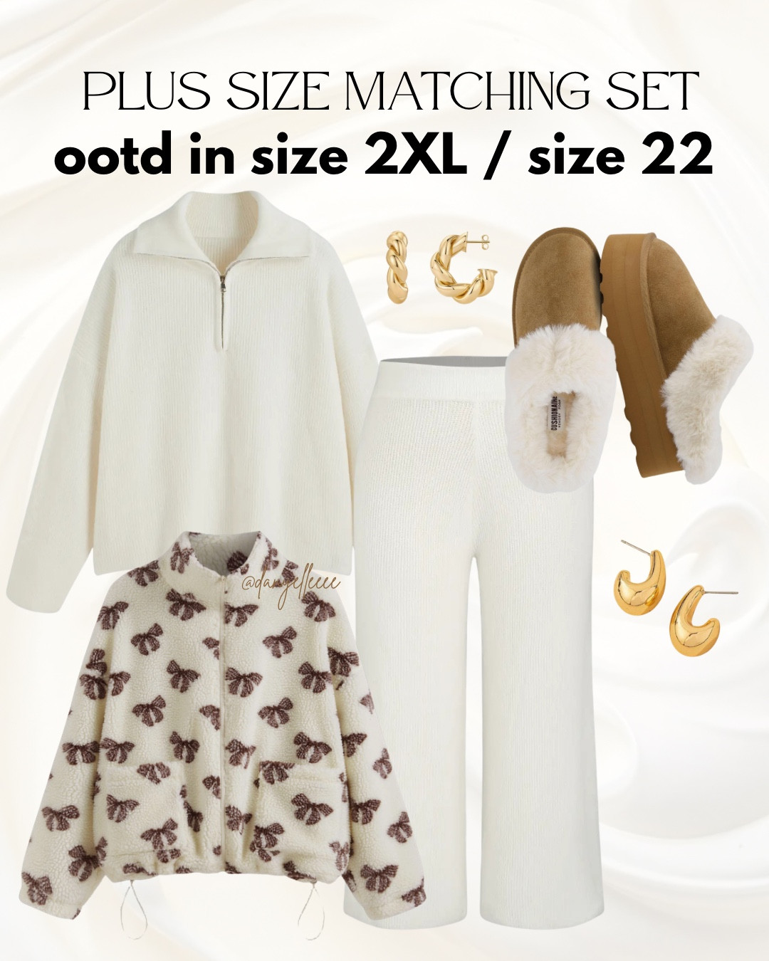 the cutest midsize / curvy cream lounge set ootd in size 2xl 🤍🫶🏻 

#LTKPlusSize #LTKOver40 #LTKootd