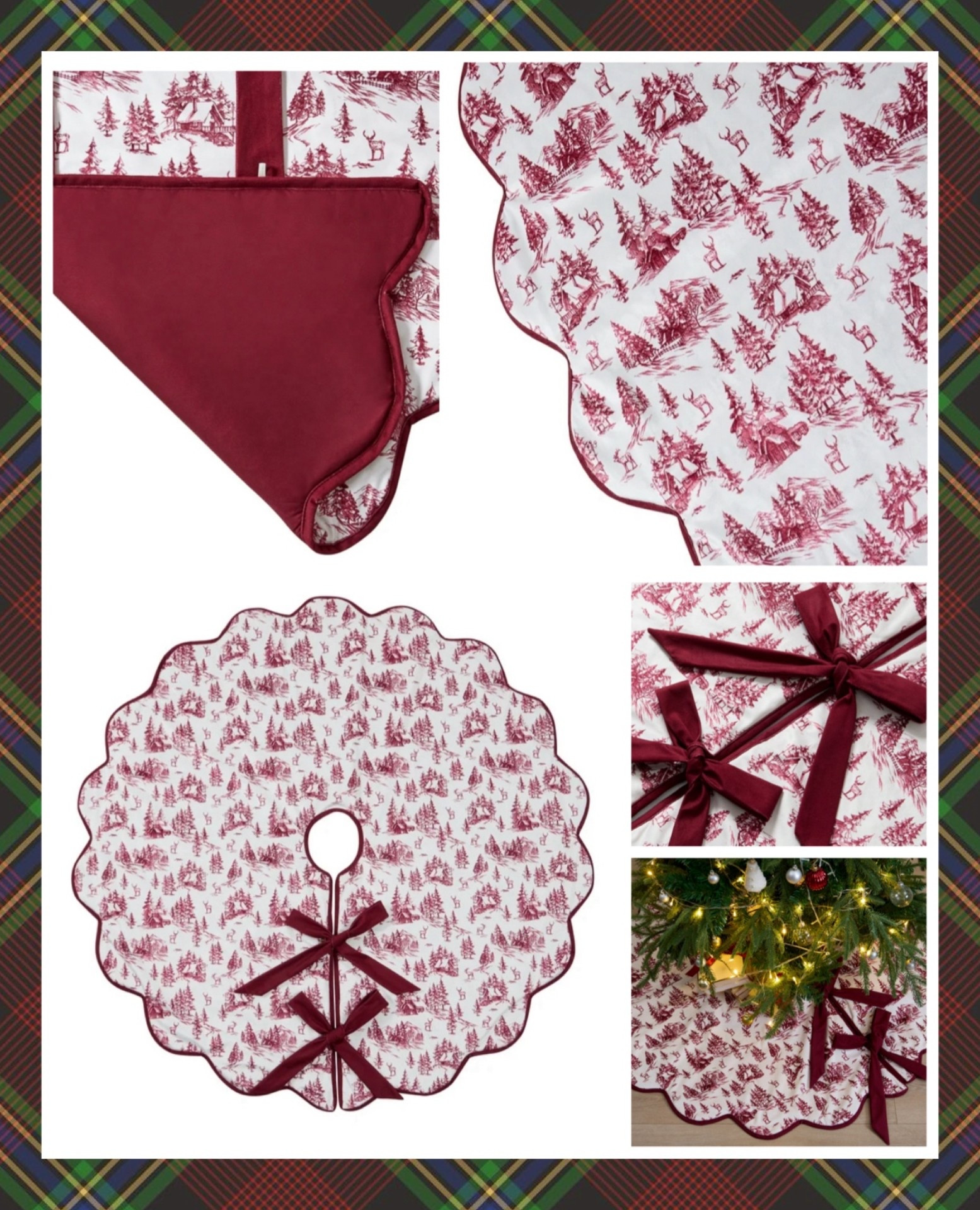 This red + ivory toile-inspired tree skirt is giving Nancy Meyers Christmas lodge vibes 😍🎄 The prettiest forest scene with little deer + cabins in cranberry red… it just feels classic, cozy, and elevated. The scalloped edge + velvet ribbon ties make it look so high-end, and the reverse side is a gorgeous deep velvet so it lays beautifully under the tree. Perfect if you’re going traditional, cabin-chic, or vintage Christmas aesthetic this year. Style it with twinkle lights, mercury glass ornaments, or plaid stockings for the full cozy holiday moment ✨🤍❤️

🎄 52” size – works for standard + full trees
🎀 Velvet ties (so charming!)
🤍 Reversible velvet backing
🏡 My Texas House collection – looks boutique but still Walmart prices

⸻

holiday home decor • cozy christmas decor • timeless christmas style • red and white christmas • winter cabin aesthetic • festive tree skirt • scalloped tree skirt • walmart holiday finds • affordable holiday decor • neutral christmas with pops of red • cranberry velvet • cottage christmas • classic christmas decorations • traditional holiday decorating • evergreen and twinkle lights vibes ✨🎄

#LTKHoliday #LTKFindsUnder50 #LTKHome