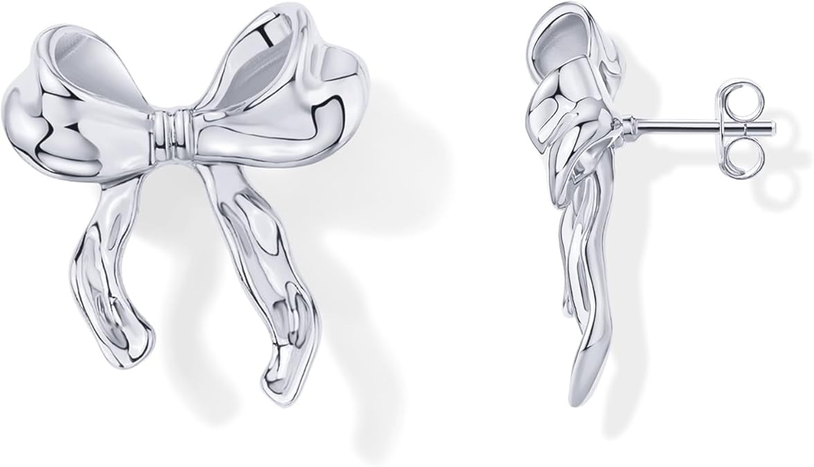 PAVOI 14K Gold Plated Cubic Zirconia Bow Stud Earrings for Women | Coquette Earring Pair | Amazon (US)