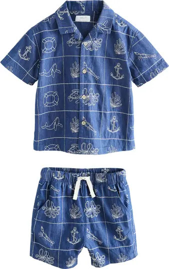 NEXT Kids' Stitch Button-Up Shirt & Shorts Set | Nordstrom | Nordstrom