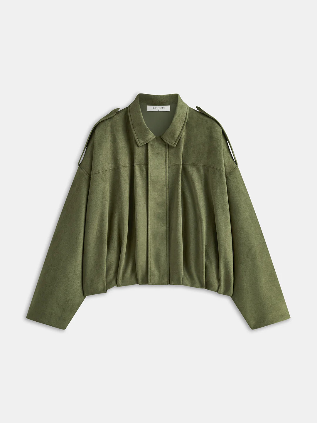 Suede Effect Zip-Up Collared Jacket | Commense