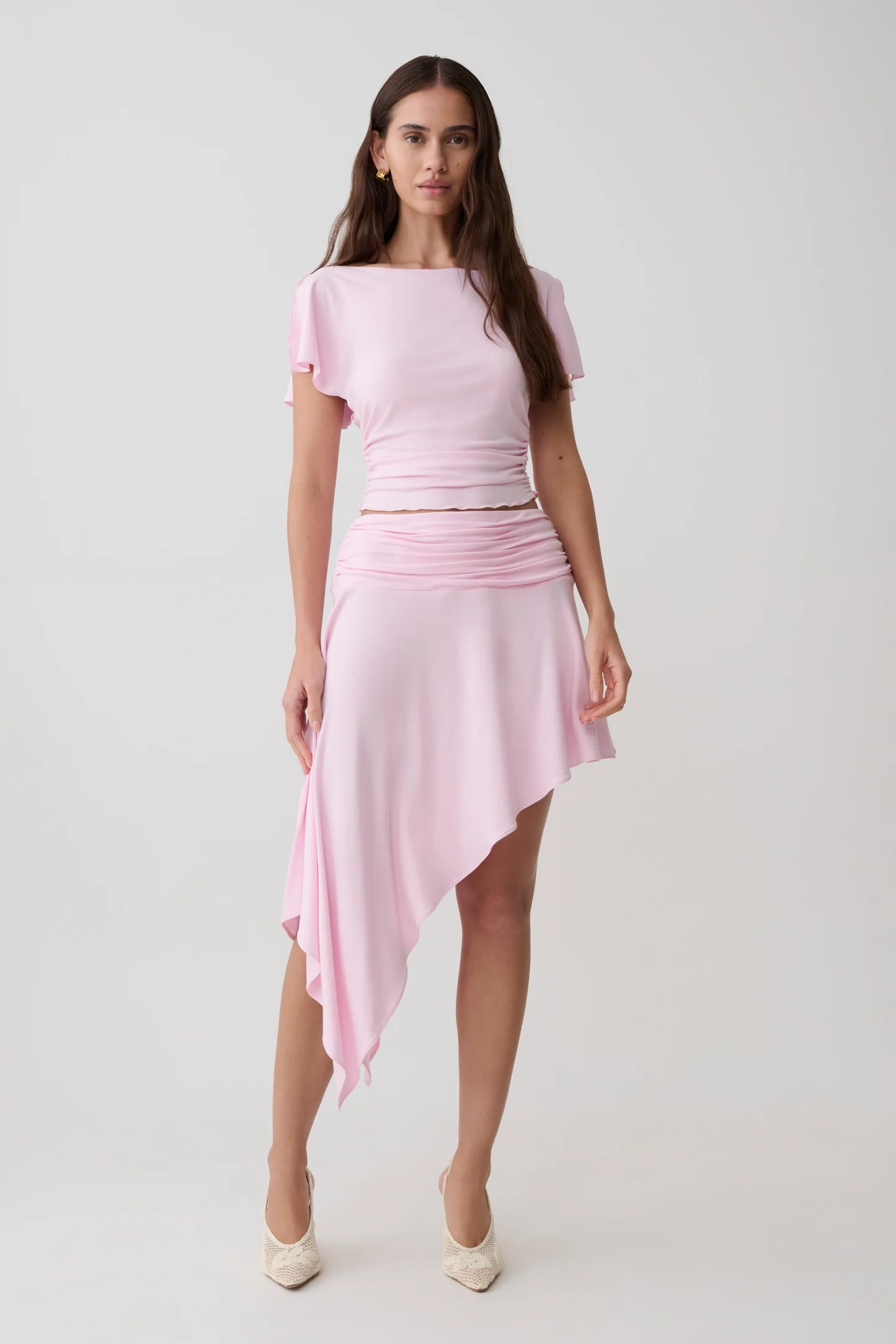 Talise Modal Hankie Midi Skirt - Ballet Pink | MESHKI US