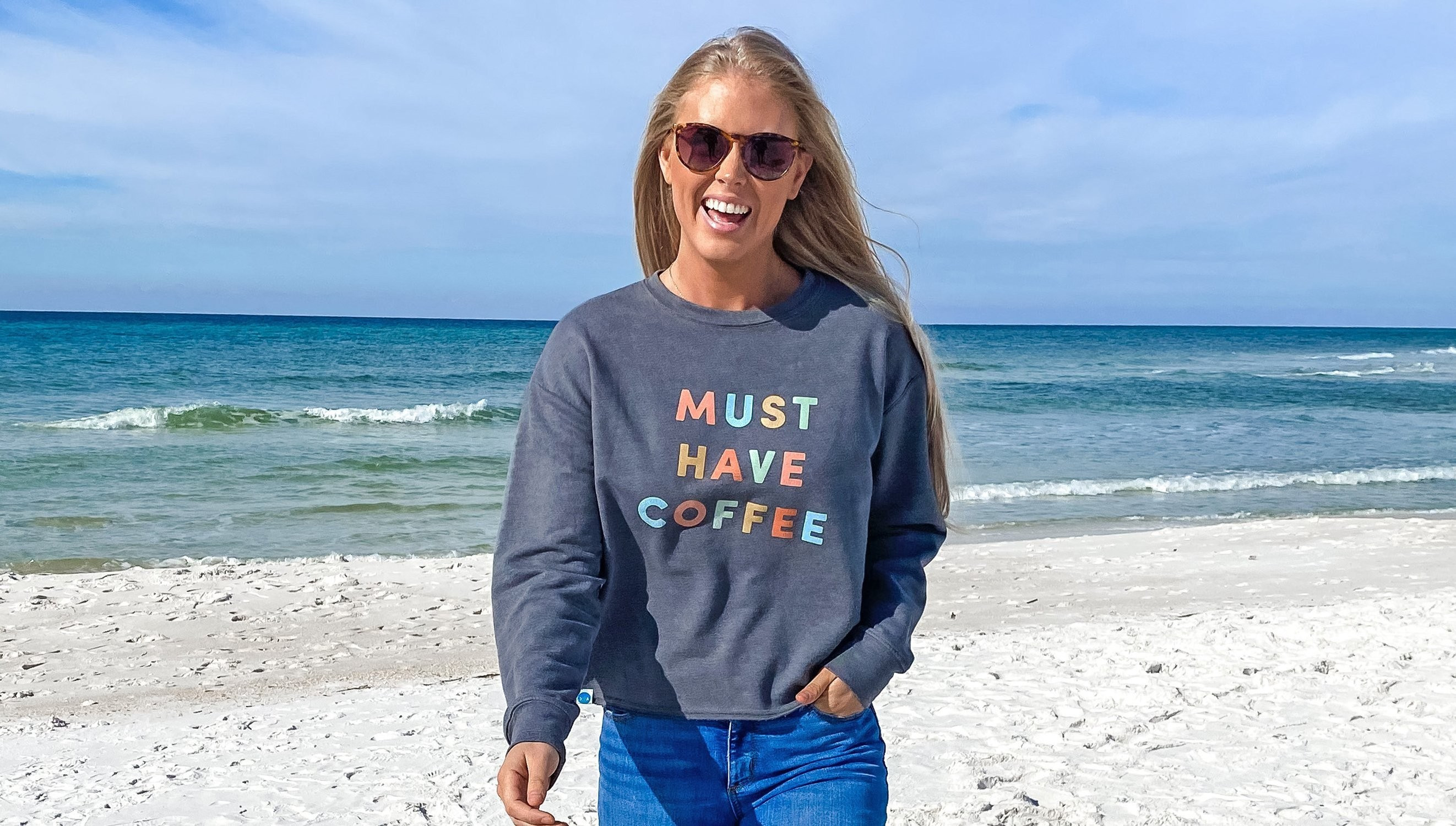 Must Have Coffee Slouch Sweatshirt - Women - Gray | 30A Gear
