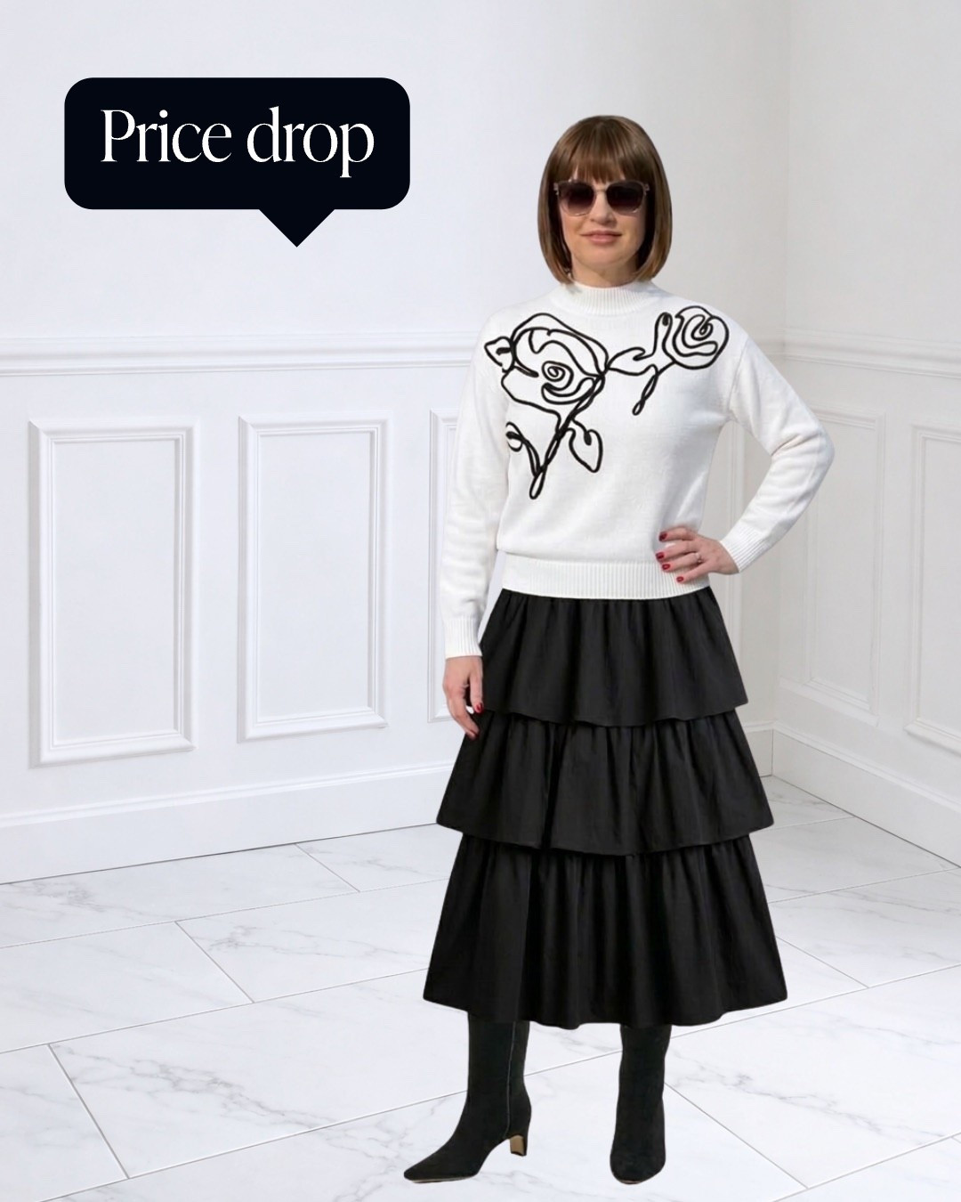 ‼️SALE‼️Sweater + Ruffled Skirt + Boots are ALL on SALE!! Wearing XS in Sweater + 6 in Skirt 
Love ❤️ the black detail on the Sweater ❤️ Sold in Petite 

Follow my LTK @fashionistanyc on the @shop.LTK app to view this post and get my exclusive app-only content!

#liketkit #LTKgrwm #LTKootd #LTKSaleAlert
@shop.ltk
https://liketk.it/61d3P
