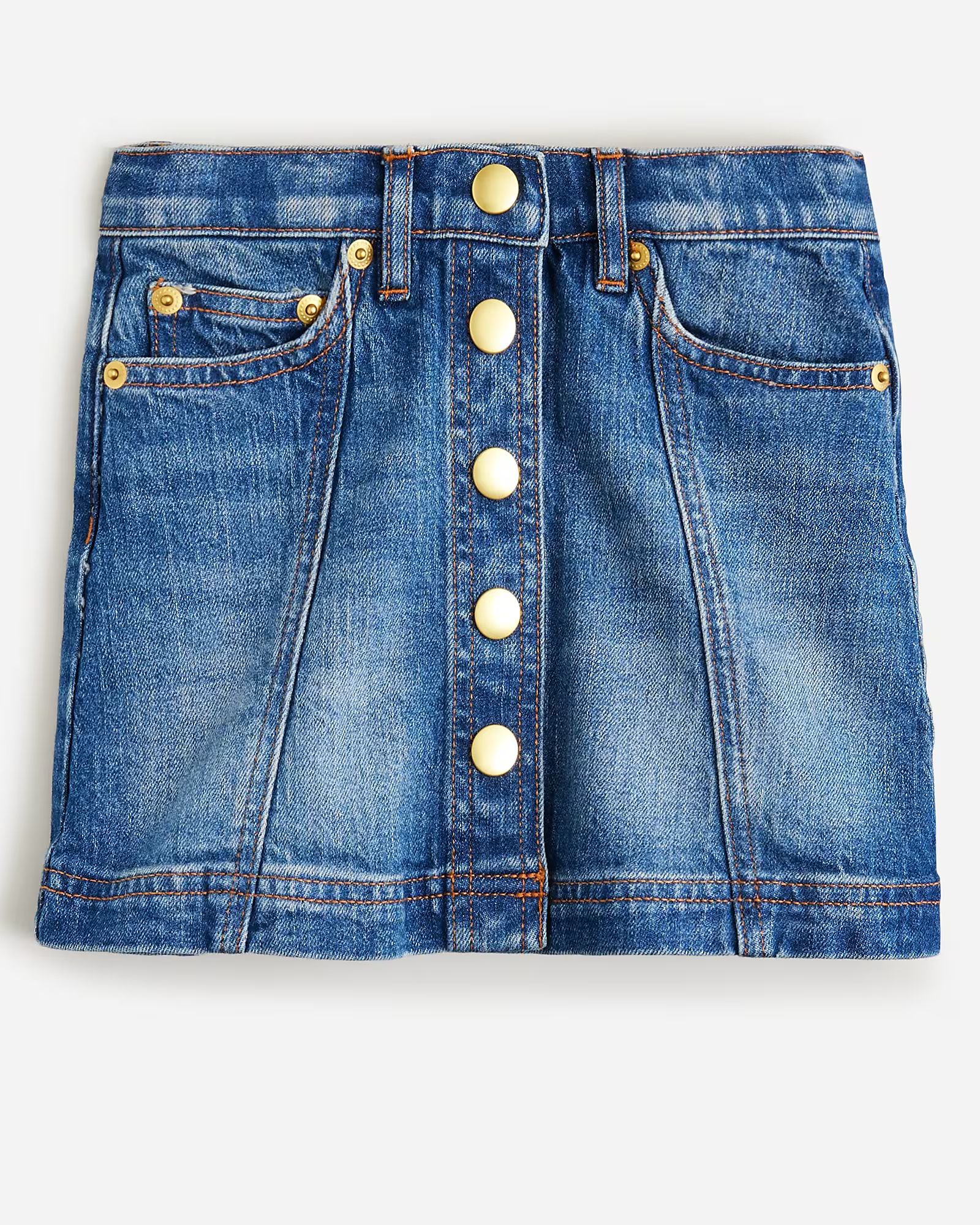 Girls' button-front denim mini skirt | J. Crew US