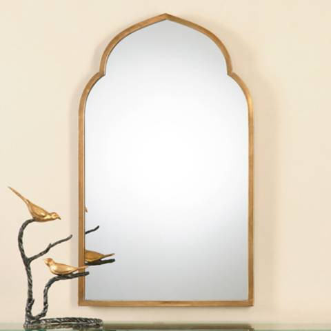 Kenitra 40" x 24" Moroccan Arch Top Gold Wall Mirror | Lamps Plus