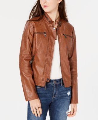 Maralyn & Me Juniors' Faux-Leather Moto Jacket Women -  Coats - Macy's | Macys (US)