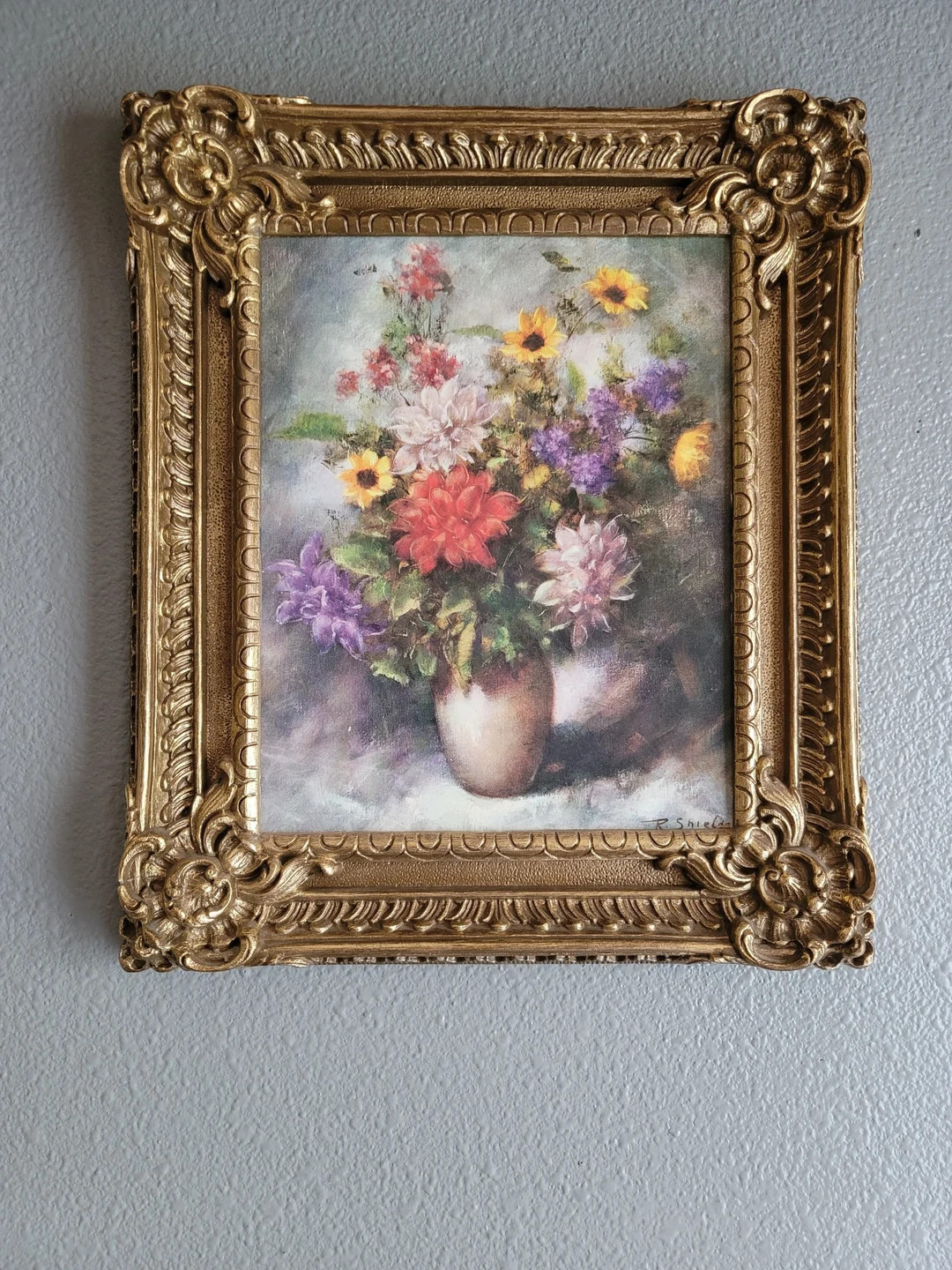 Vintage Ornate Gold Framed Floral Lithograph - Etsy | Etsy (US)