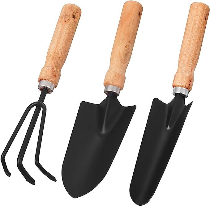 Garden Tool Sets - Wooden Handle Black Metal Gardening Tools Include: Trowels, Cultivator and Tra... | Amazon (CA)