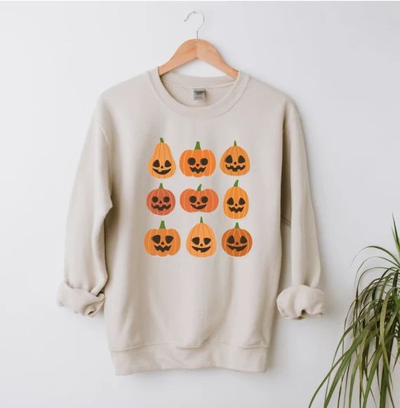 Pumpkin faces Shirt, cute Halloween Sweatshirt, women's Fall Sweatshirt, womens fall shirt, Jack-... | Etsy (US)