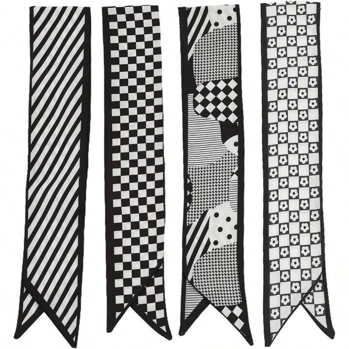 4 Pcs Purse Scarf Handbags, Multifunctional Bag Scarf Handbags, Classic And Fashionable, Can Be Given As Gifts To Family And Friends, 34 * 2.75 * 0.39 Inches Black | SHEIN