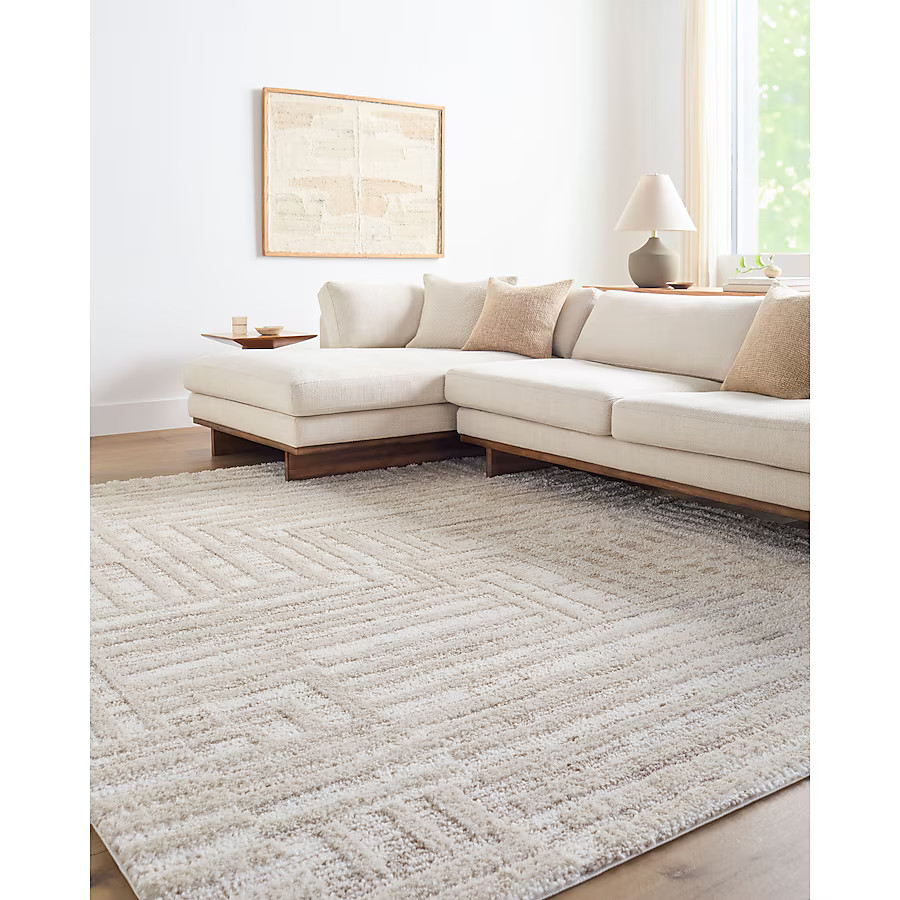 Origin 21 Alabaster Stone 8 x 10 (ft) Loomed Neutral Rectangular Indoor Geometric Industrial Pet ... | Lowe's