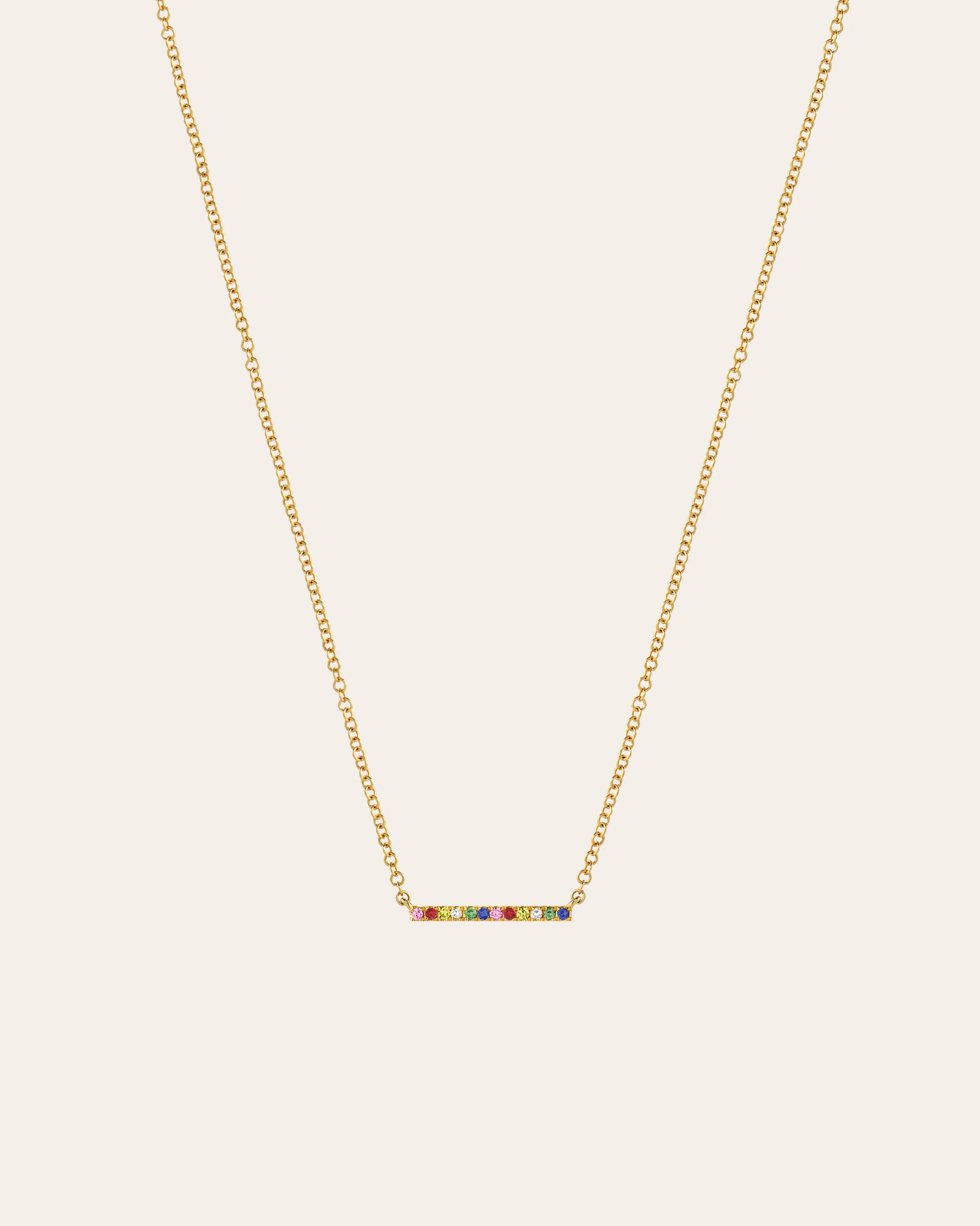 14k Gold Rainbow Bar Necklace | Zoe Lev Jewelry