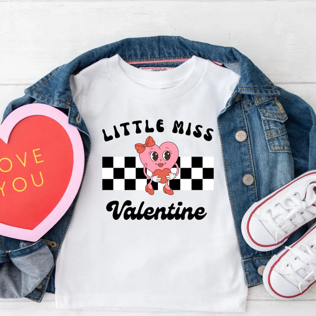 Youth Little Miss Valentine Shirt, Retro Valentine Day Shirts, Valentine Girl Gift, Kids Heavy Co... | Etsy (US)