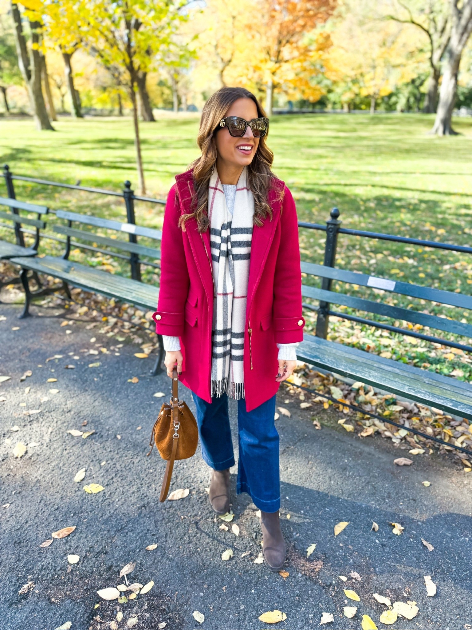 Fall outfit. My NYC outfit of the day! Jcrew toscana coat in 00 petite. Madewell wide leg crop jeans in 24 regular (I did regular length since it’s a crop style). Tory Burch suede sneakers are insanely comfortable, I went up half a size. Tory Burch suede bag. Burberry scarf, I’ve had this since college.


#LTKSeasonal #LTKootd #LTKHoliday