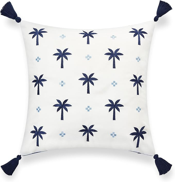 Hofdeco Premium Coastal Hampton Style Patio Indoor Outdoor Pillow Cover Only, 20"x20" Water Resis... | Amazon (US)