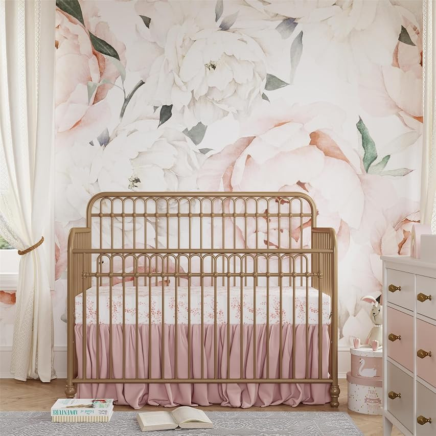 Little Seeds Ivy 3-in-1 Convertible Metal Crib, Dove Gray | Amazon (US)