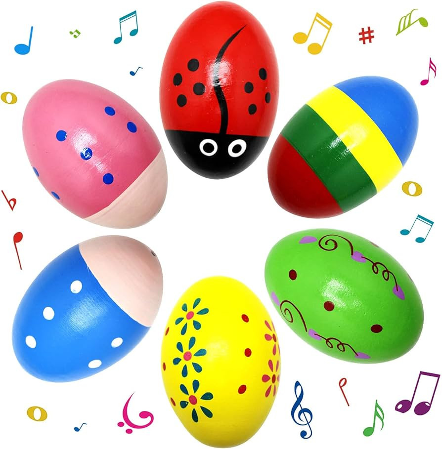 Wooden Musical Egg Easter Egg Shakers Maracas for Baby Kids Instrument Early Learning Toys | Amazon (US)