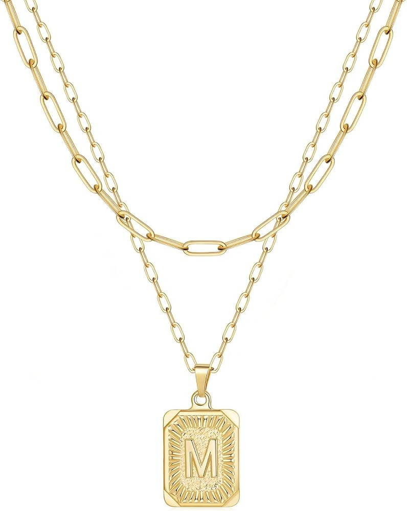 Yoosteel Layered Initial Necklaces for Women Girls, 14K Gold Plated Dainty Layering Paperclip Cha... | Amazon (US)