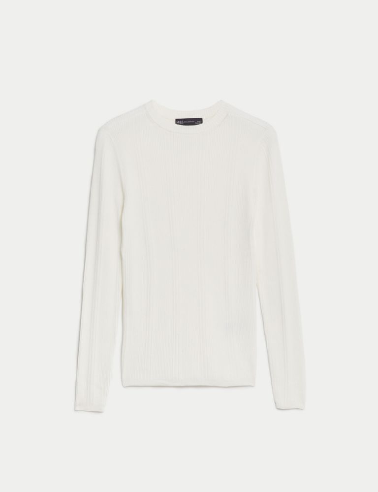 Ribbed Crew Neck Fitted Knitted Top | Marks & Spencer (UK)