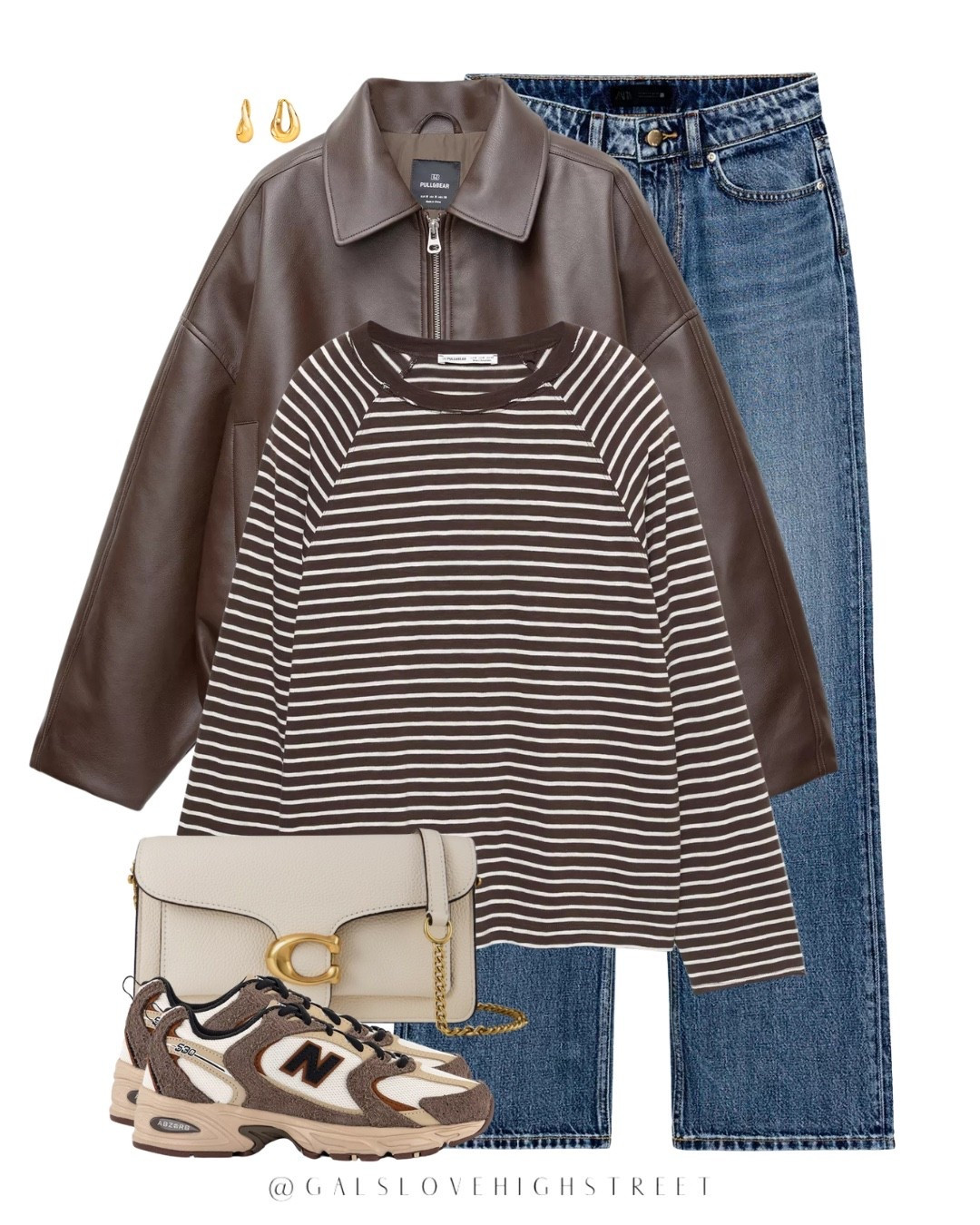 Stripe top, leather jacket, brown leather, Zara jeans 

#LTKwinter #LTKstyletip #LTKuk