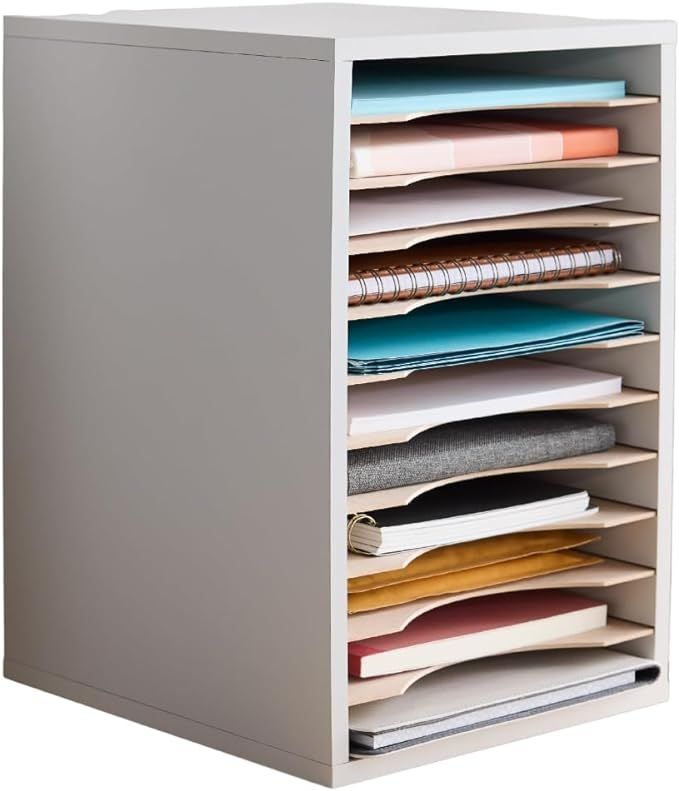 Safco, Vertical Desktop Sorter, Wooden Paper Organizer for Home Office and Classroom, 11 Adjustab... | Amazon (US)