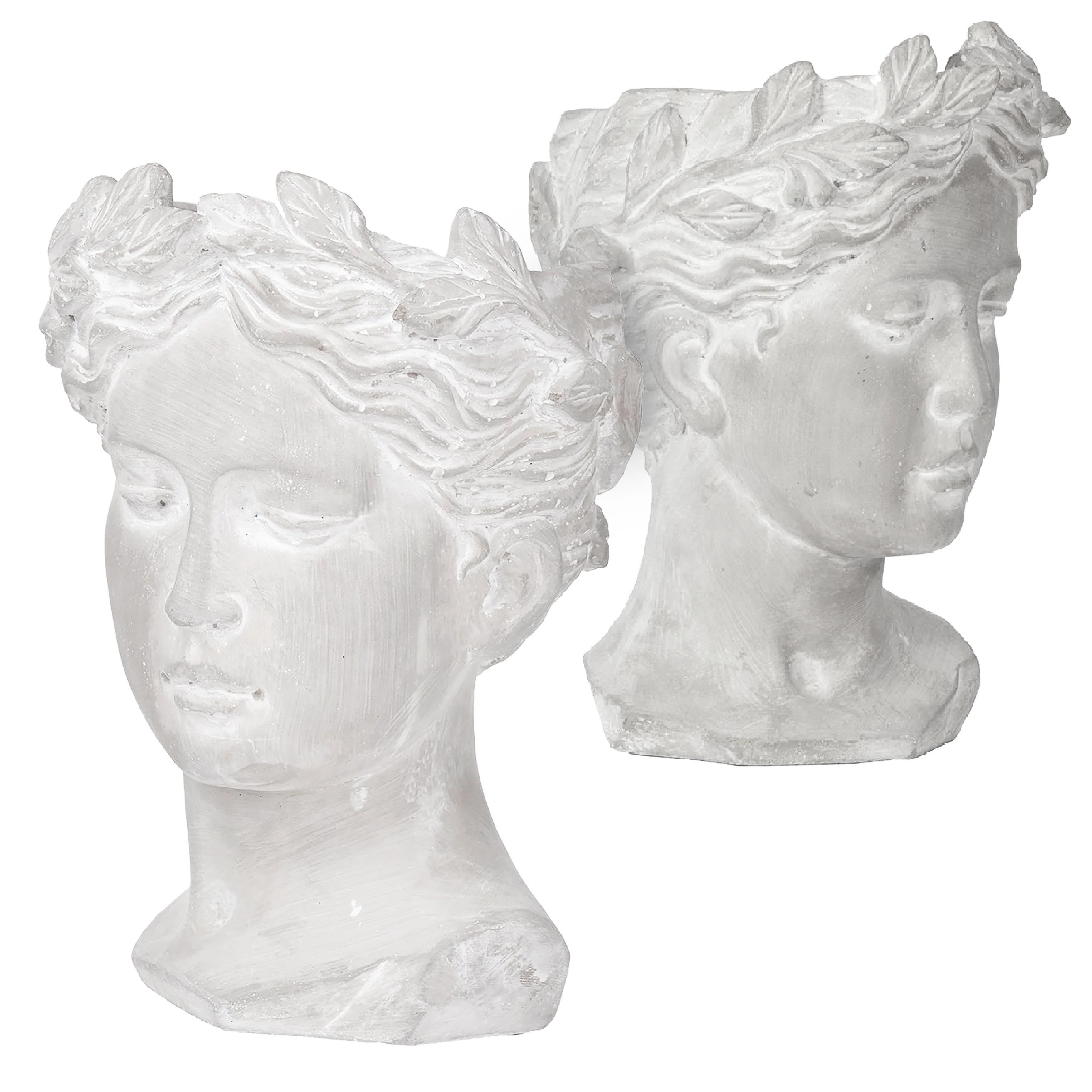 Visage Statue Head Planter for Flowers and Succulents - Gray - Set of 2 (Set of 2) | Wayfair North America