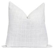Harrison Snow Woven Off White Plaid Pillow | Land of Pillows