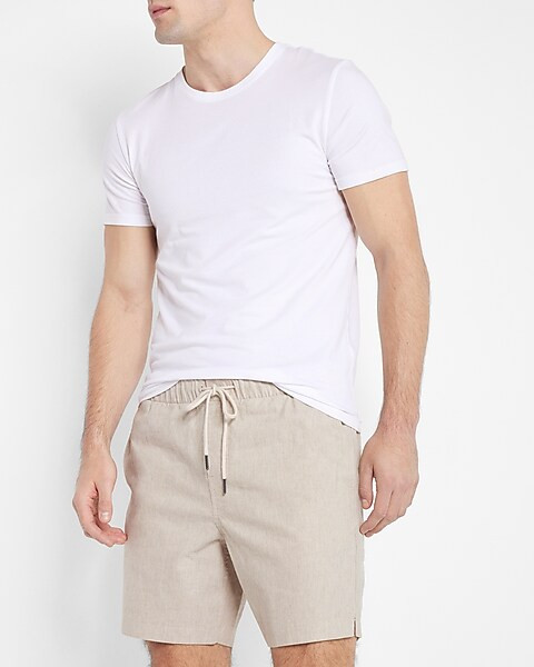 Linen Elastic Waistband Shorts | Express