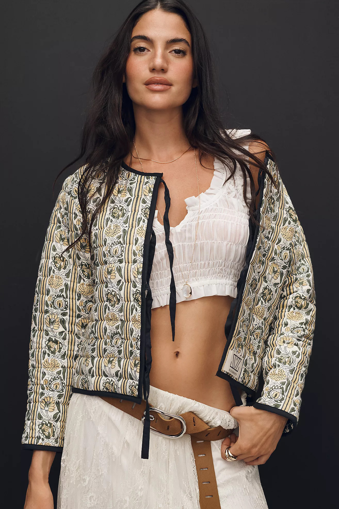 SZ Blockprints Quilted Tie-Front Jacket | Anthropologie (US)